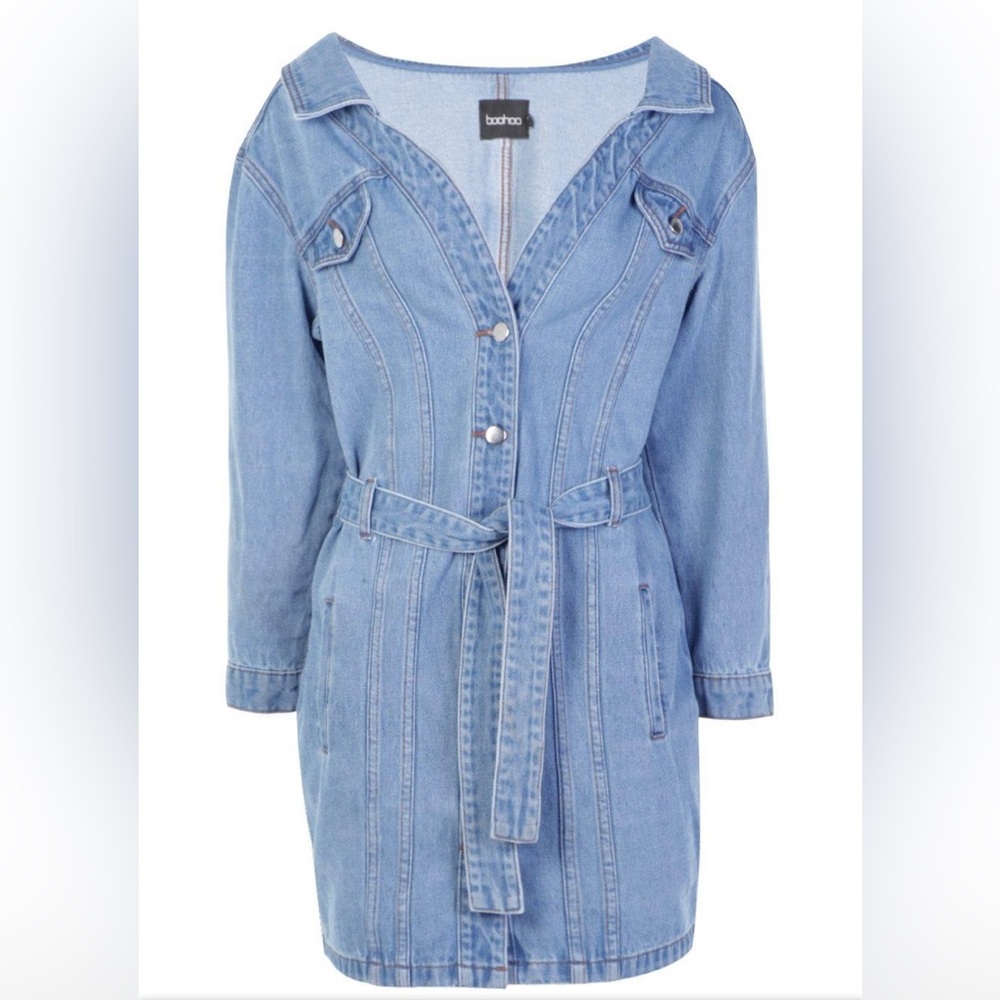Off the shoulder denim shirt dress - Picture 2 of 4